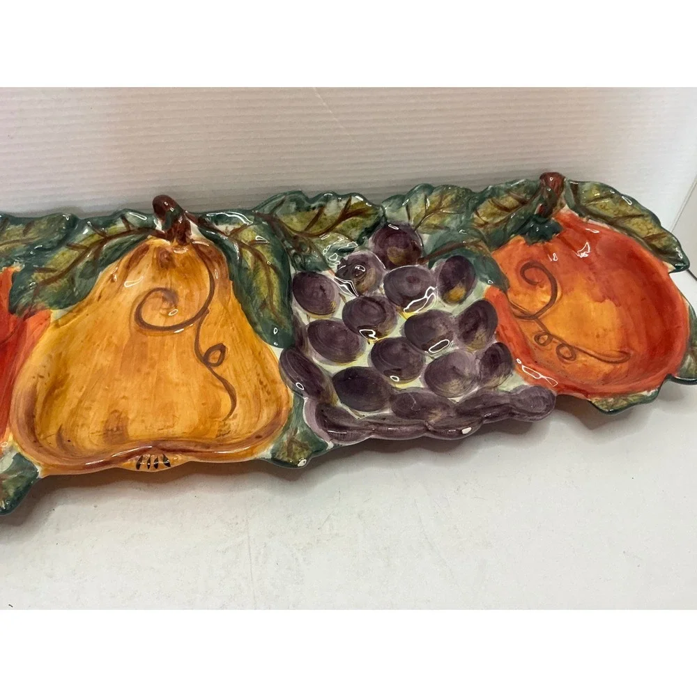 Tabletops Unlimited Ceramica Classica Venetian Fruit Serving Tray Hand Painted